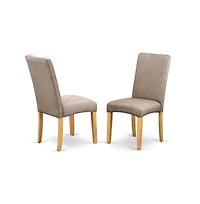 East West Furniture 5 Piece Kitchen Dining Table Set - Oak Wood Table and 4 Dark Khaki Linen Fabric Modern Dining Chairs with High Back - Oak Finish