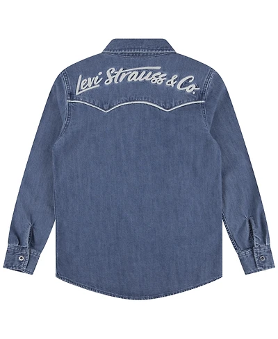 Levi's Boys 2T-7 Logo Western Denim Twill Long Sleeve Shirt