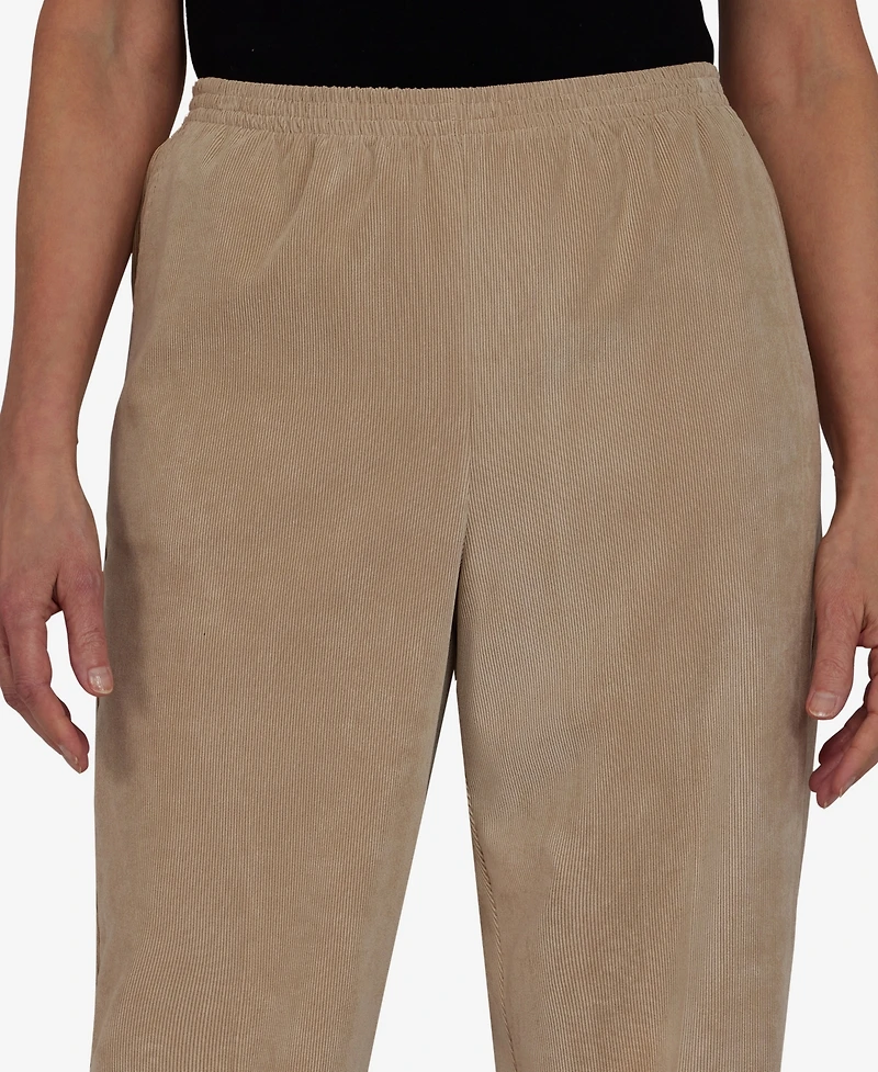 Alfred Dunner Women's Classic Corduroy Elastic Waist Short Length Pants