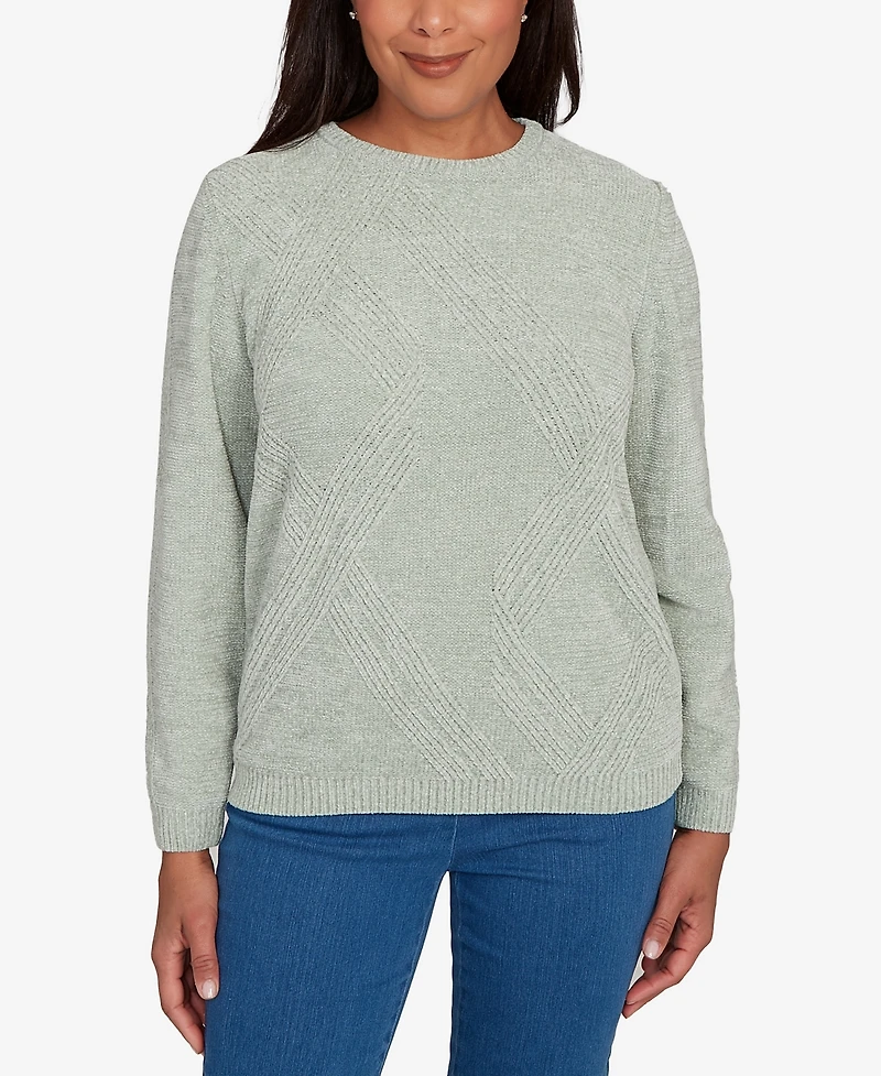 Alfred Dunner Women's Classic Cable Chenille Pullover Sweater