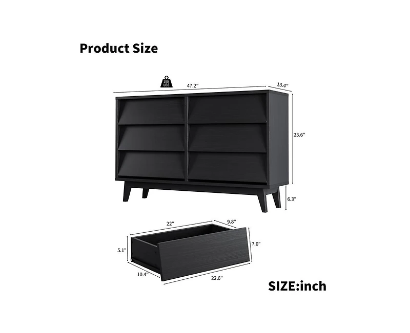 Casainc Storage Cabinet with Drawer Double Dresser Bevel Design
