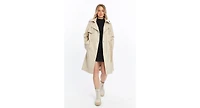 Furniq Uk Women's Genuine Leather Trench Coat, Beige