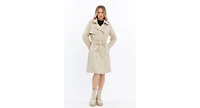 Furniq Uk Women's Genuine Leather Trench Coat, Beige