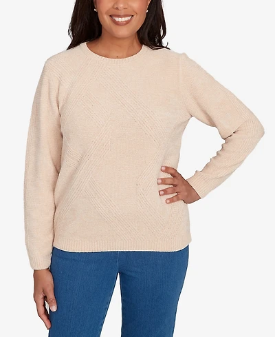 Alfred Dunner Women's Classic Cable Chenille Pullover Sweater