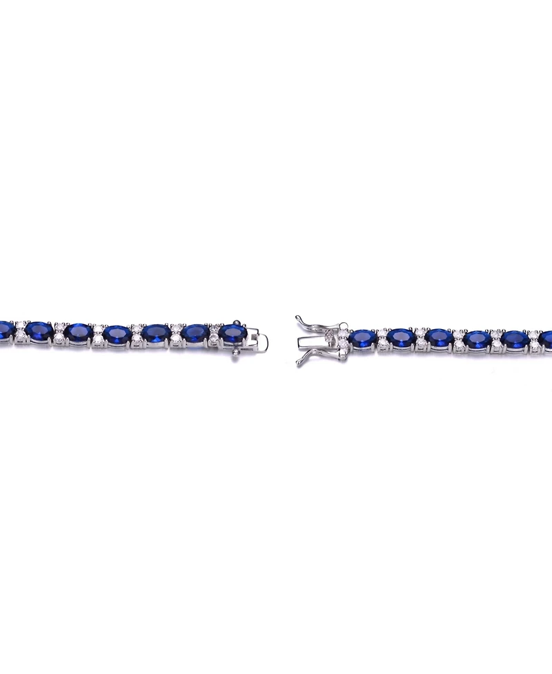 Sterling Silver with Colored Cubic Zirconia Tennis Bracelet White Gold Plated, 14K or 18K Rose Plated