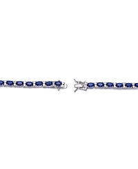 Sterling Silver with Colored Cubic Zirconia Tennis Bracelet White Gold Plated, 14K or 18K Rose Plated