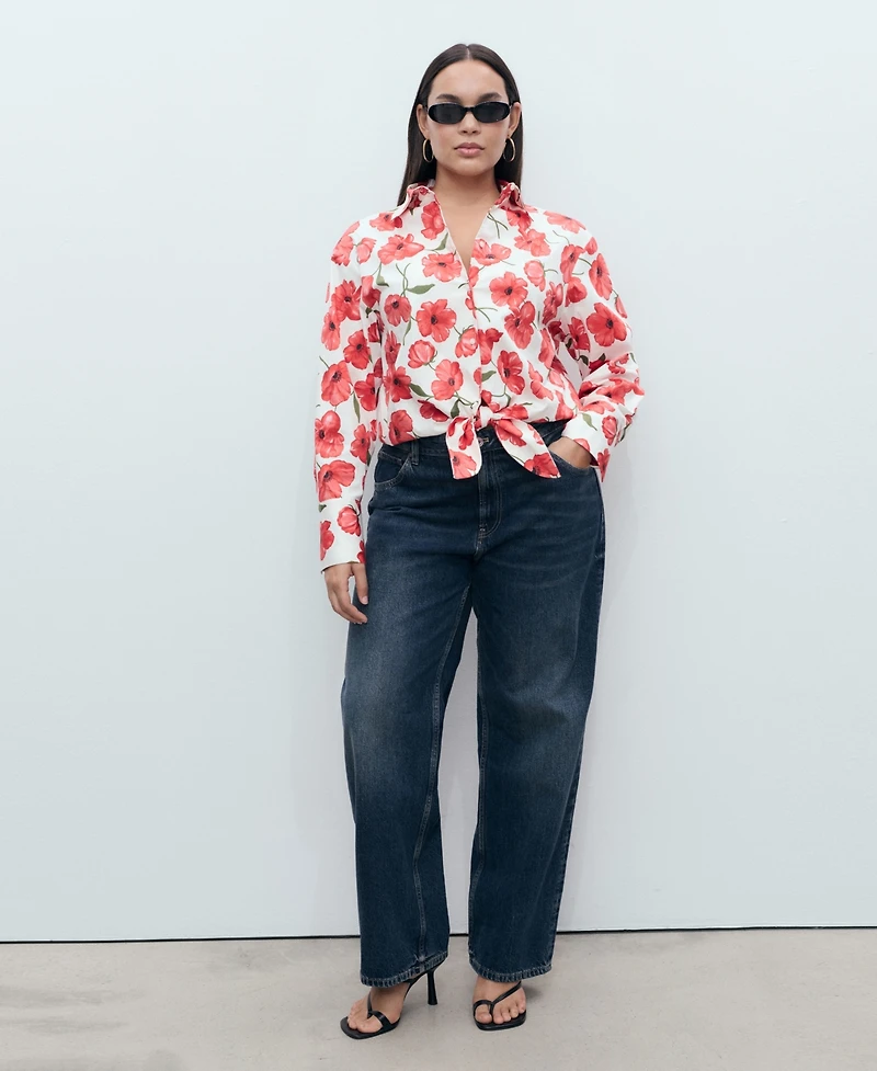 Mango Women's Floral-Print Poplin Shirt