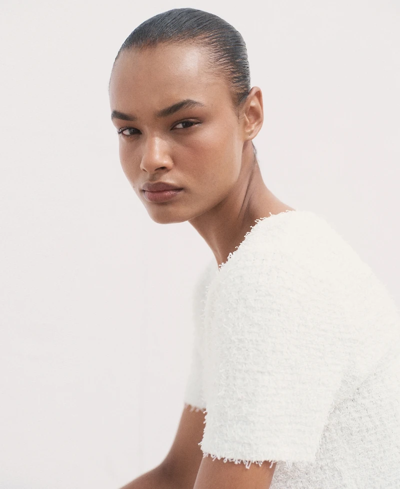 Mango Women's Short-Sleeved Boucle Cardigan