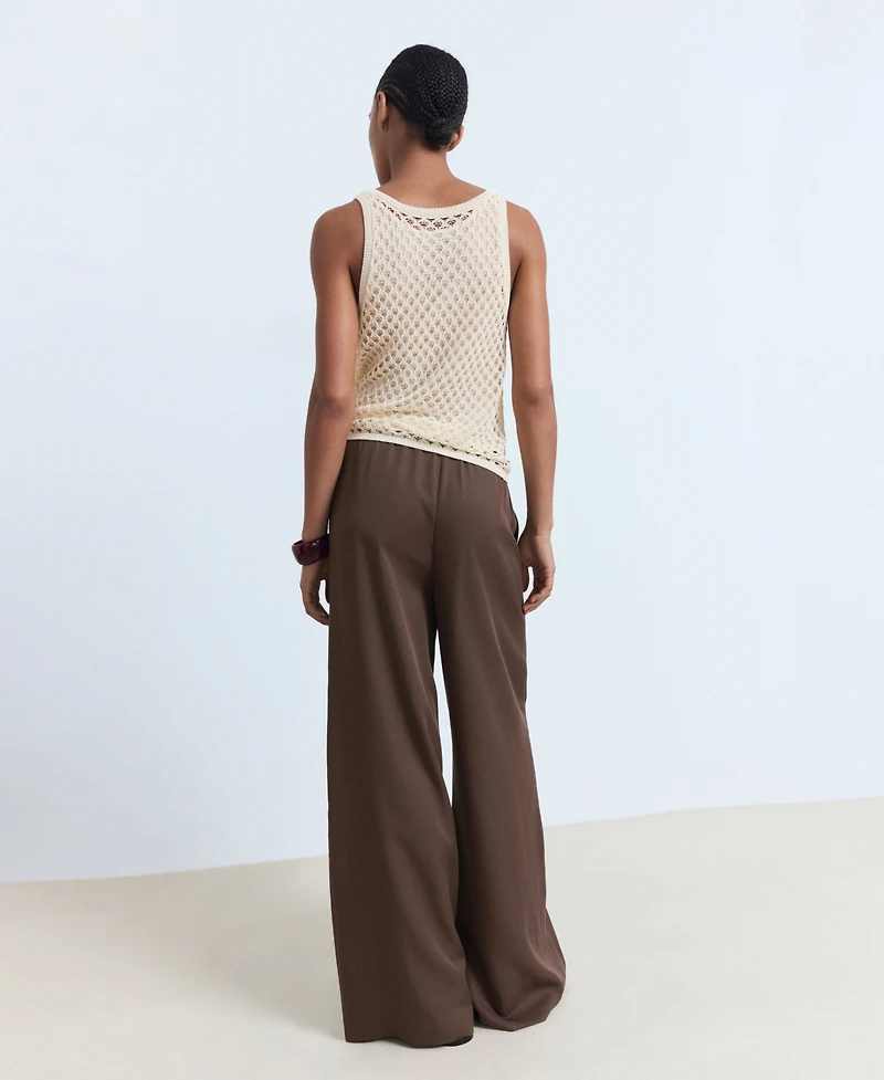 Mango Women's Lyocell Wide Leg Tie Pants