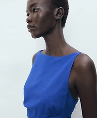 Mango Women's Short Draped Linen Dress