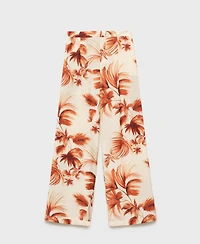 Mango Women's Flowy Palm Print Pants