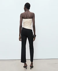 Mango Women's Straight-Cut Crop Pants