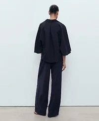 Mango Women's Oversized Three-Quarter Sleeve Shirt