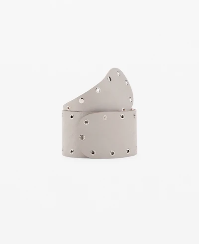 Mango Women's Eyelets Detail Leather Belt