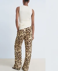 Mango Women's Fluid Animal- Print Pants