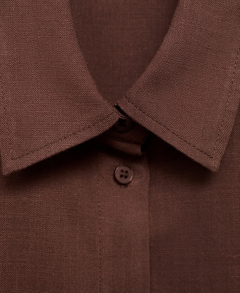 Mango Women's Linen Blend Straight Shirt