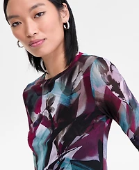 I.n.c. International Concepts Women's Printed Mesh Long-Sleeve Top, Macy's Exclusive