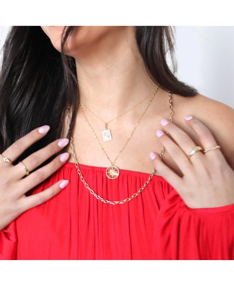 The Lovery Gold Moon Tag Necklace 14K Gold