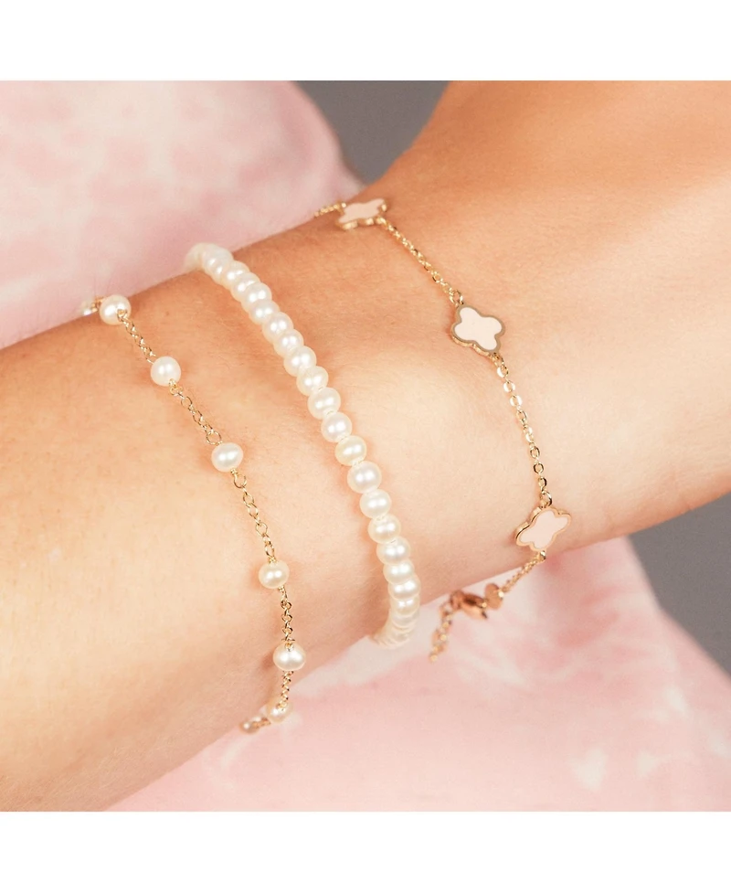 The Lovery Pearl Bead Chain Bracelet 14K Gold