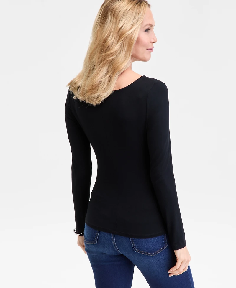I.n.c. International Concepts Women's Shirred-Front Long-Sleeve Top, Macy's Exclusive