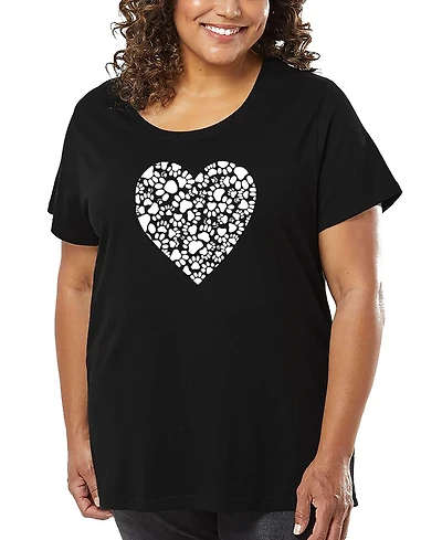 La Pop Art Plus Paw Prints Heart T-Shirt