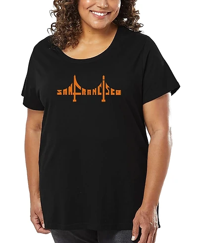 La Pop Art Plus San Francisco Bridge Word T-Shirt