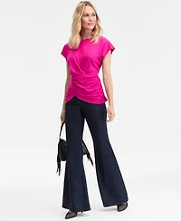 I.n.c. International Concepts Women's Cotton Twist-Front Cap-Sleeve Top, Macy's Exclusive