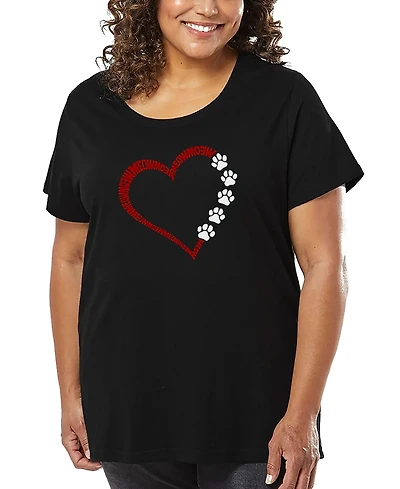 La Pop Art Plus Meow Heart Word T-Shirt