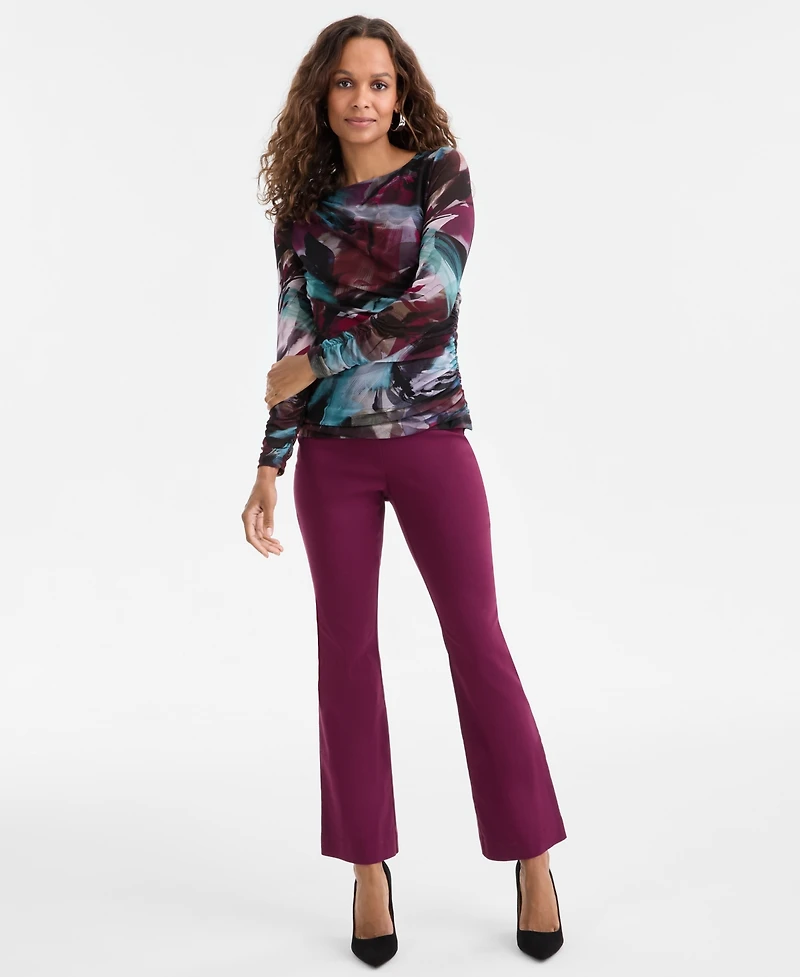 I.n.c. International Concepts Petite Ruched Abstract-Print Top, Macy's Exclusive