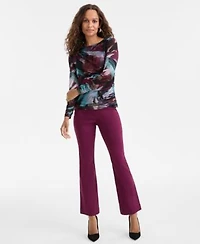 I.N.C. International Concepts Petite Printed Mesh Top Mid Rise Bootcut Pants Macys Exclusive