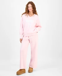 Planet Heart Juniors' Wide-Leg Fleece Sweatpants