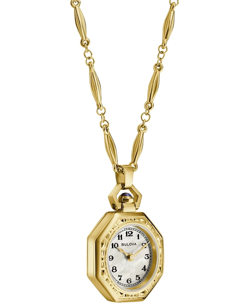 Bulova Women's Limited Edition 150th Anniversary Classic Rubaiyat Gold-Tone Stainless Steel Pendant Watch 25.5mm