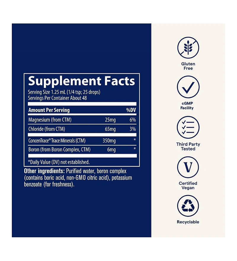 Trace Minerals | Liquid Ionic Boron | 6 mg Boron | Supports Normal Bone Metabolism, Brain Function & Joints | with Ionic Trace Minerals