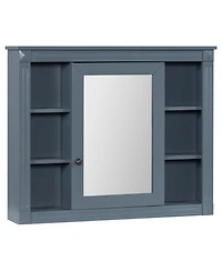 Casainc 35" x 28" Mirror Cabinet with 6 Open Shelves, Wall Mounted Bathroom Medicine (No Vanity)