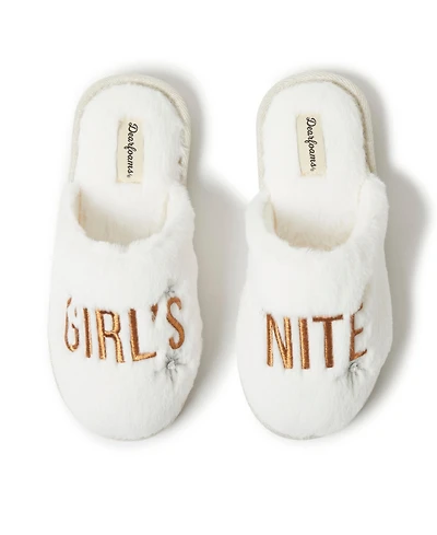 Dearfoams Women's Bridal Celebration Fuzzy Scuff House Slipper