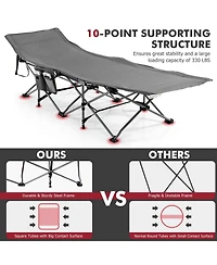 Folding Retractable Travel Camping Cot with Mattress and Carry Bag
