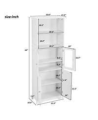 Casainc White Tall Storage Cabinet with Shelves and Doors for Bathroom, Kitchen, and Living Room