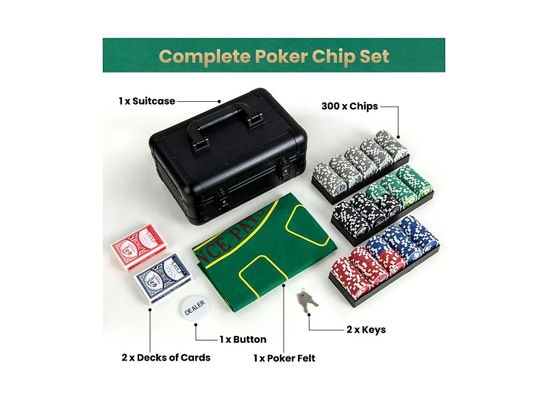 Texas Hold'em Poker Chip Set with 300 Pieces