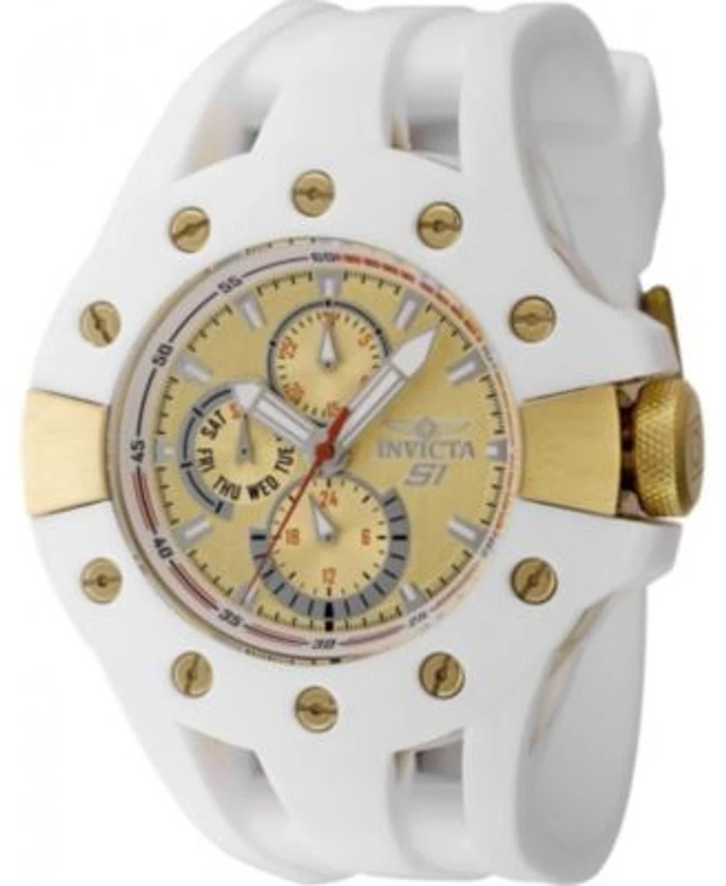 Invicta Mens 48127 S1 Rally Quartz Chronograph Silver Red Gold Dial Watch