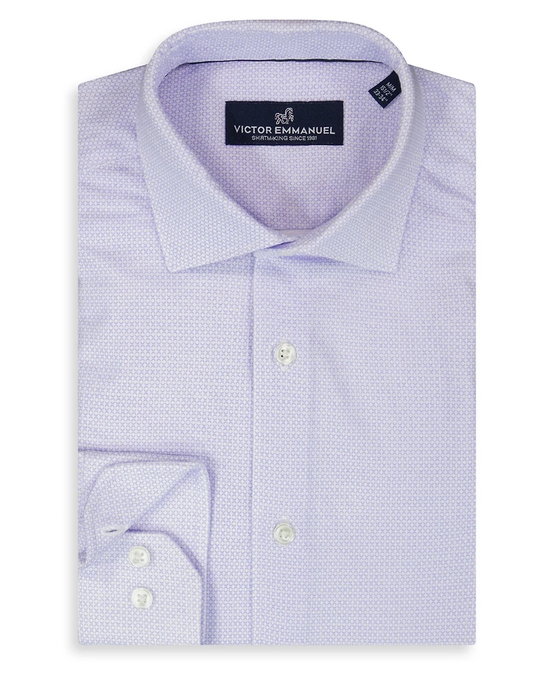 Victor Emmanuel Men's Geometric Print Mitered Cuffs Dress Shirt