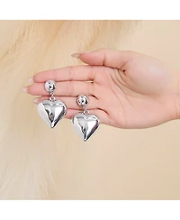 Jessica Simpson Puffy Heart Statement Stud Earrings in Silver-Tone