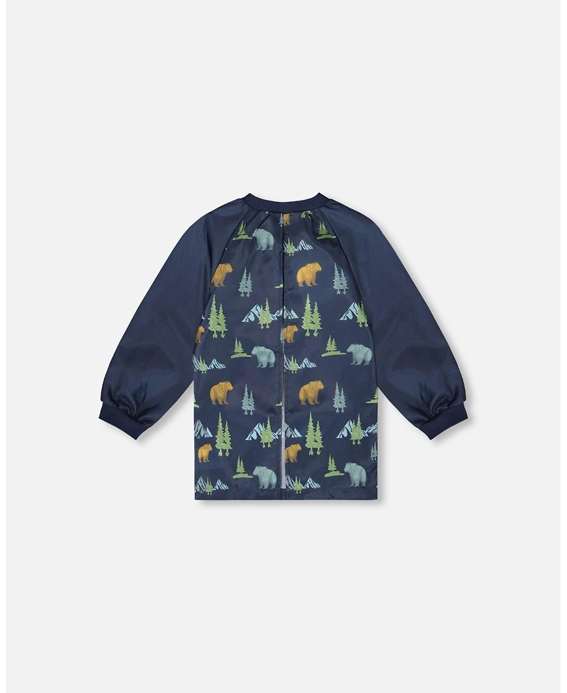 Deux par Deux Boy School Apron Navy Animal Print - Toddler|Child