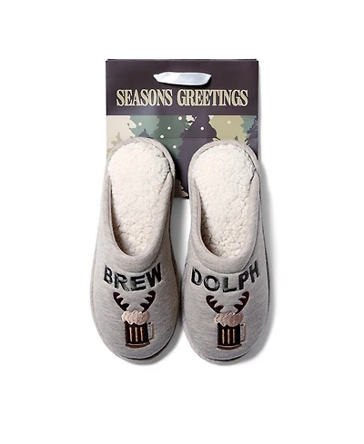 Dearfoams Men's Cozyfoams Holiday Novelty Scuff Slipper and Gift Bag