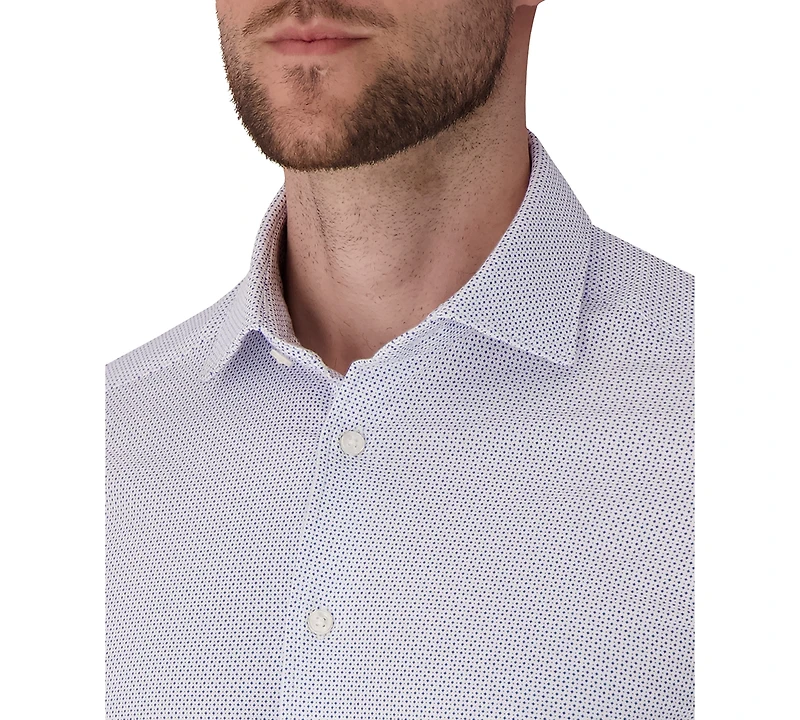 Victor Emmanuel Men's Geometric Print Spread Collar Dress Shirt