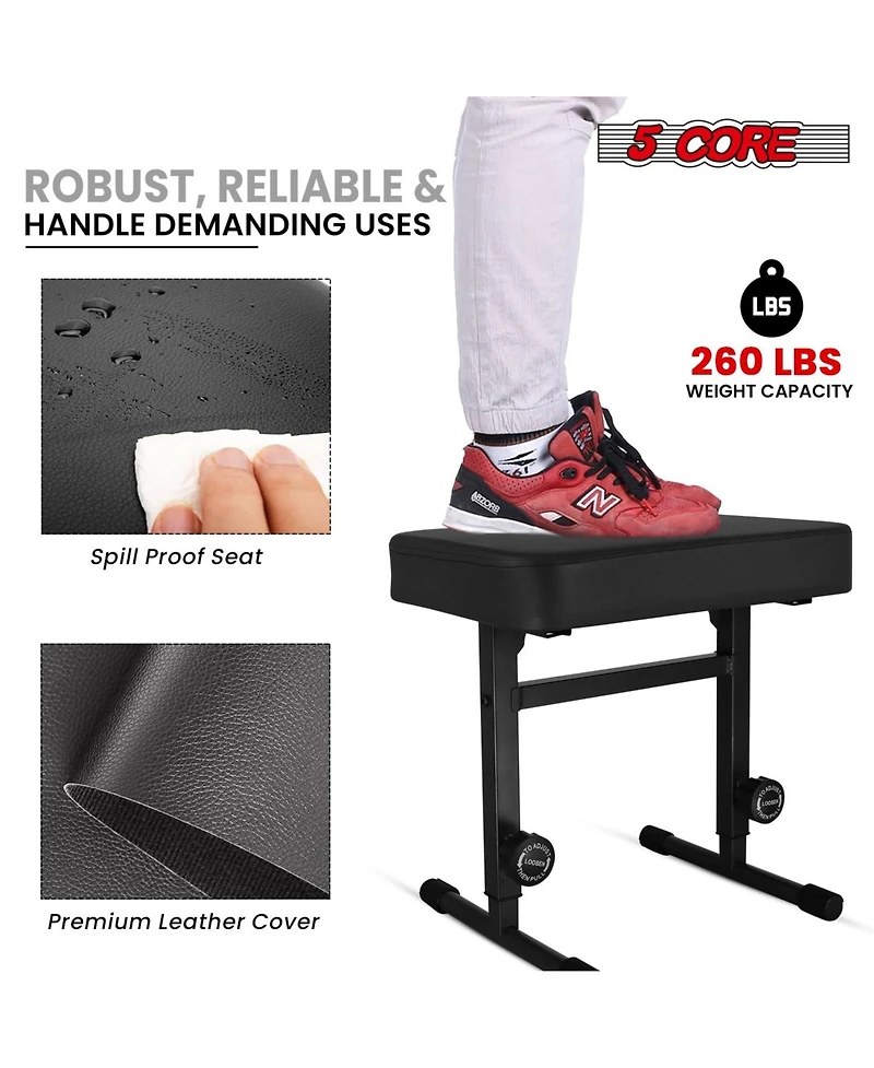 5 Core Keyboard Bench 3" Padded Cushioned Piano Stool Height Adjustable Guitar Seat Folding Portable