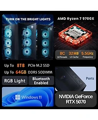 Msi Aegis Z2 Gaming Tower Desktop Amd Ryzen 7 9700X 32GB Ram Nvidia GeForce Rtx 5070 2TB Ssd Storage Windows 11 Home - Black
