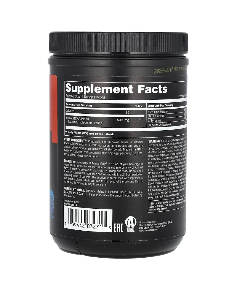 Animal Fury Essentials Pre Workout Blue Raspberry