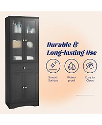 Casainc Tall Bathroom Storage Cabinet, Four Doors, Drawers, Adjustable Shelf
