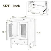 Casainc 24" Bathroom Vanity with Ceramic Basin, Rattan Storage Cabinet with Two Doors and Drawer