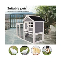 Aostirmotor Outdoor Gray Wood Pet House with a Deeper Pull Out Tray for Small Animals